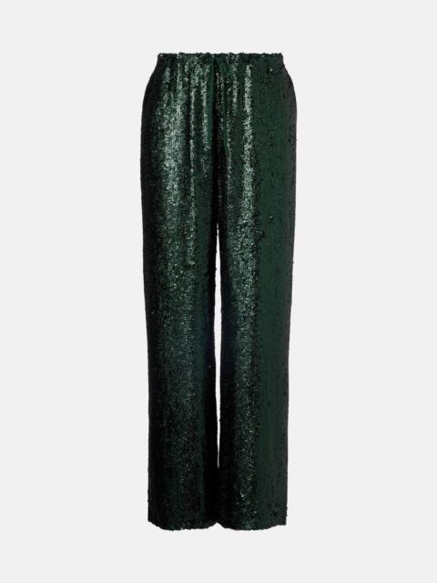 Sequined straight pants