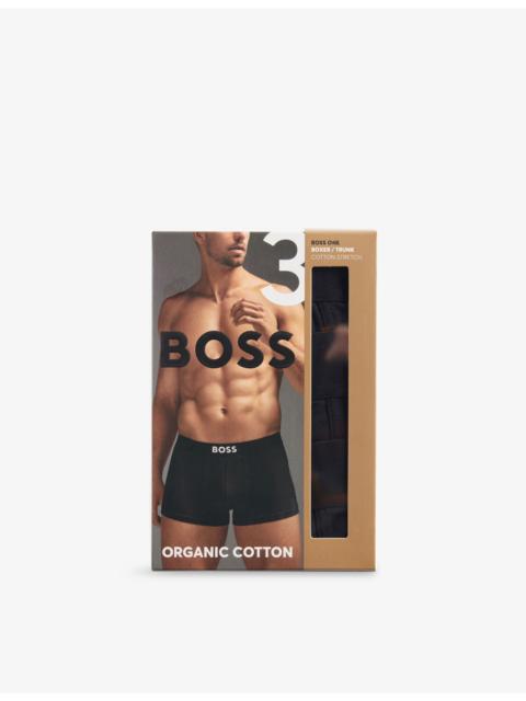 BOSS ONE x David Beckham Logo-Waistband Pack of Three Stretch-Cotton Trunks