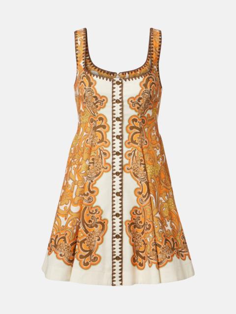 Printed linen and cotton minidress