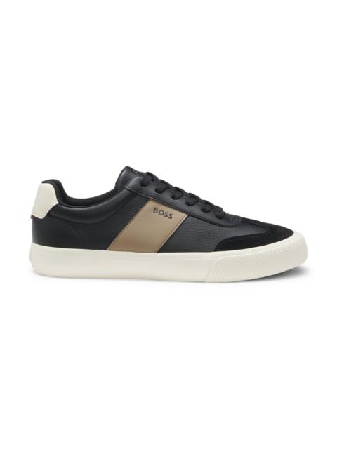 LEATHER-TRIM TRAINERS IN FAUX LEATHER