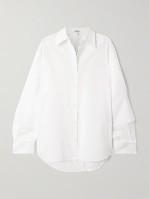 Embellished Striped Organic Cotton-blend Poplin Shirt