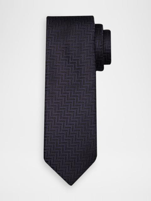 Men & apos;s Diagonal Chevron Silk Tie