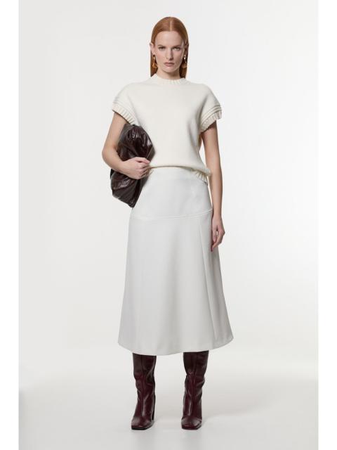 Tailored Textured Full Midi Skirt