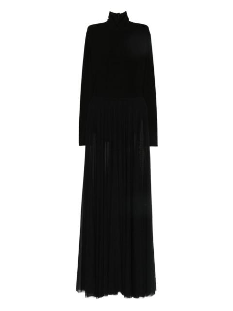long-sleeve pleated dress