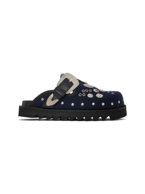 SSENSE Exclusive Navy Felt Loafers