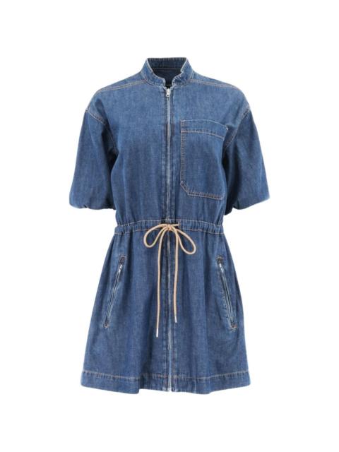 zip pocket denim mini dress