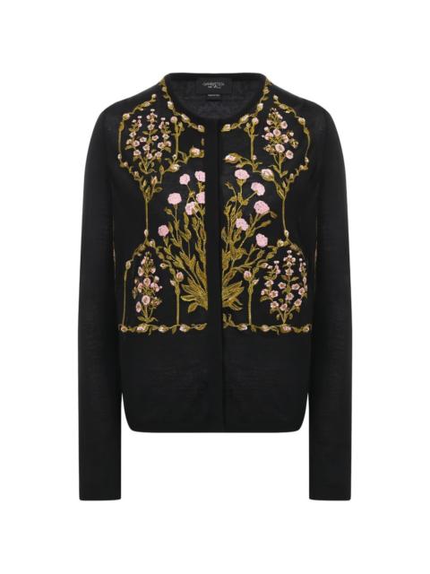 floral embroidery round neck cardigan
