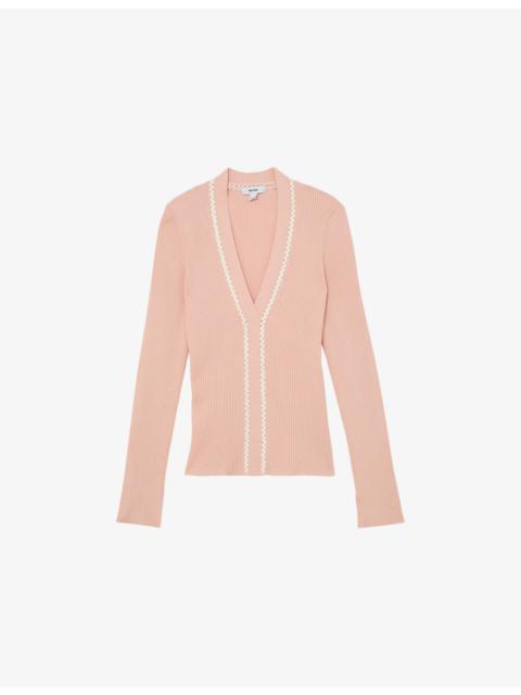 Lauri Craft-Stitch Ribbed-Knit Top