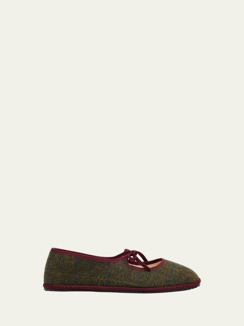 Brigitte Wool-Blend Tweed Mary Jane Flats