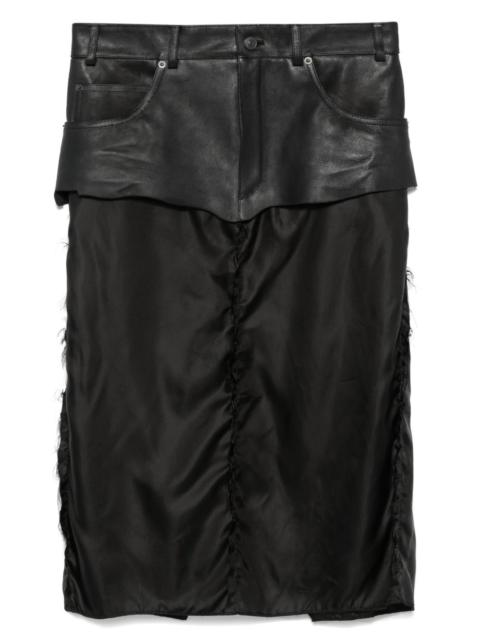 leather-panel midi skirt