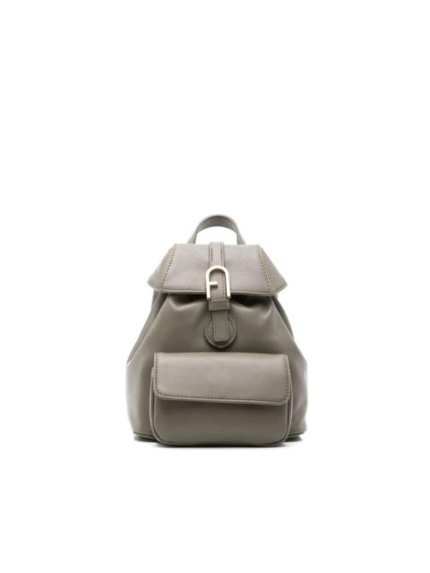 logo-buckle leather backpack