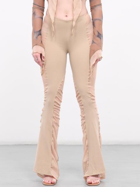 Mesh Paneled Flare Trousers