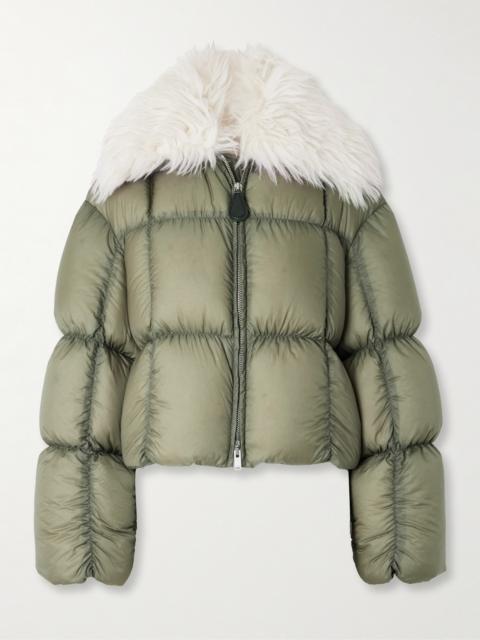 Plush-trimmed Padded Quilted Shell Jacket