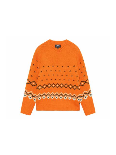 Stussy Roll Neck Fairisle Sweater Orange