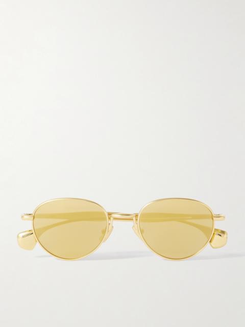 Round-frame Gold-tone Sunglasses