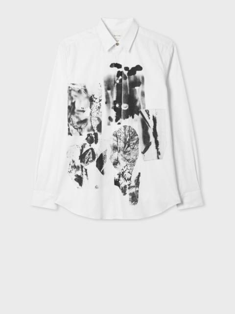 White Stripe 'Field Flowers' Print Shirt