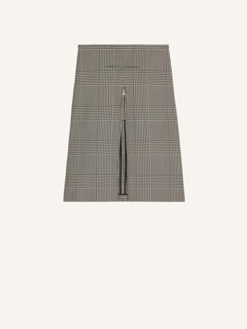ZIPPED PRINCE OF WALES MIDI SKIRT
