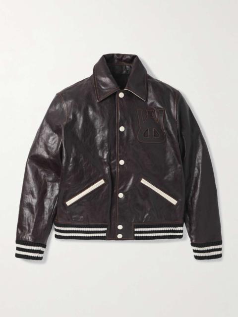 Prince Logo-Appliquéd Padded Leather Varsity Jacket