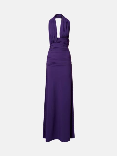 Halterneck open-back maxi dress