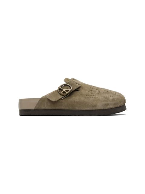 Taupe Suede Clog Slip-on Loafers
