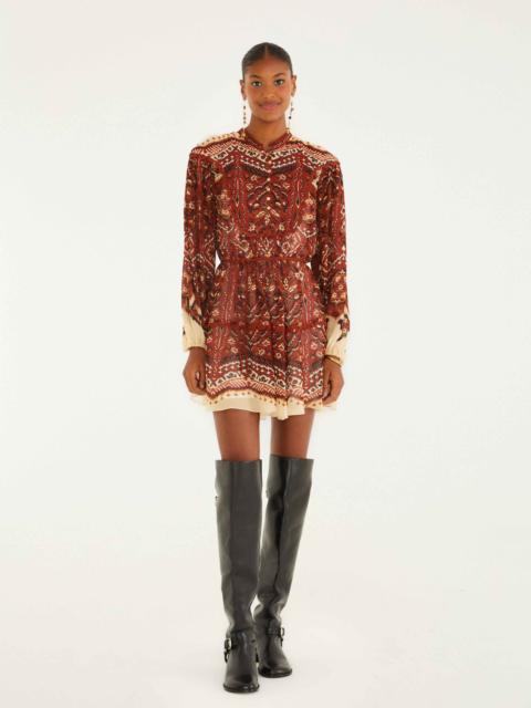 Sand Ainika Pineapple Tapestry Long Sleeve Mini Dress