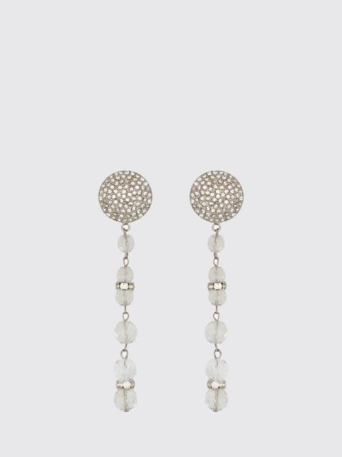 ALESSANDRA RICH Brass Earrings with Set Rhinestones