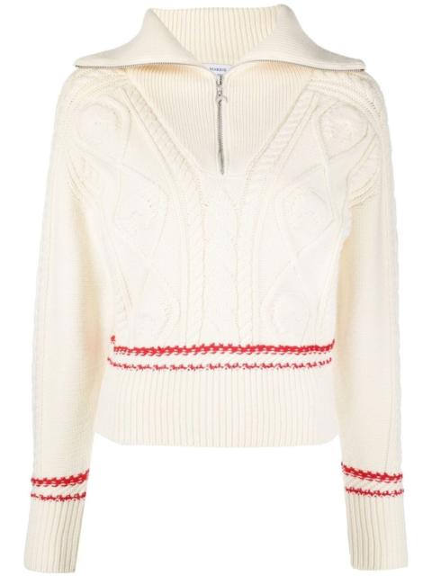 quarter-zip cable-knit jumper