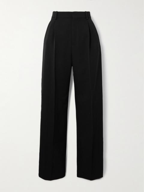 Pleated Grain De Poudre Wool Straight-leg Pants
