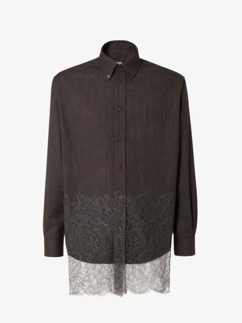 Shirt Black pinstriped wool and lace shirt