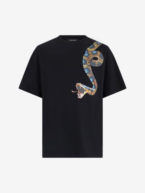 Cotton T-shirt with Snake Print