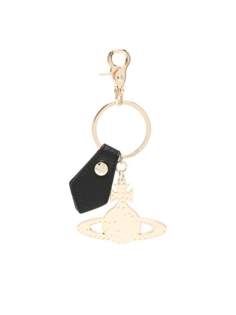 Orb-embellished leather keyring