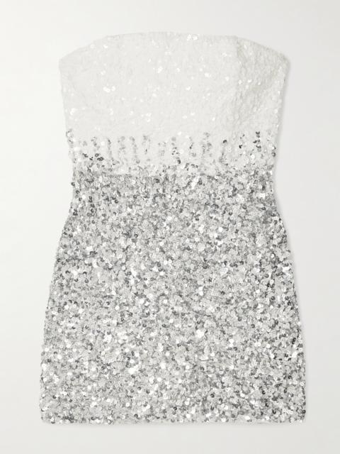 Katalina Strapless Two-tone Sequined Tulle Mini Dress