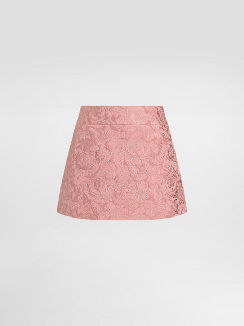 Floral matelassé jacquard miniskirt