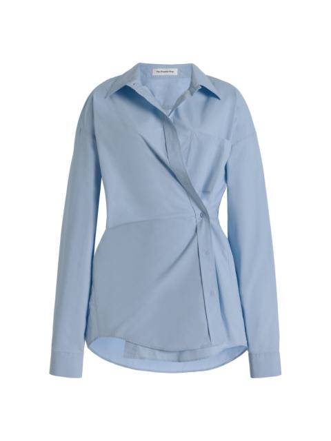 Ornella Button-Up Cotton Shirt blue