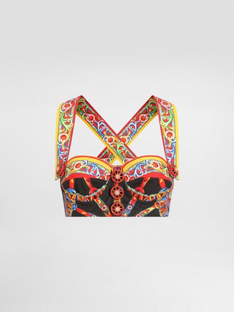 Carretto-print poplin top