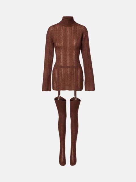 Belted semi-sheer minidress