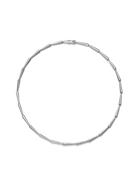 Lola Partial Diamond Linked Necklace - White Gold