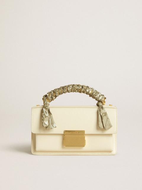 Small Venezia Bag in butter-colored boarded leather with braided scarf