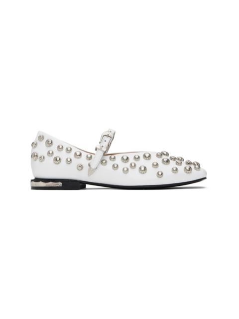 White Polido Ballerina Flats