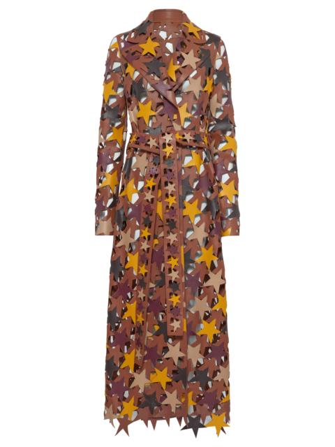 Nuria Patchwork Stars Trench Coat In Multi Nappa Leather