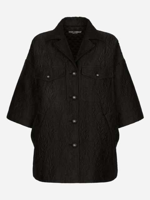 Short floral jacquard cape