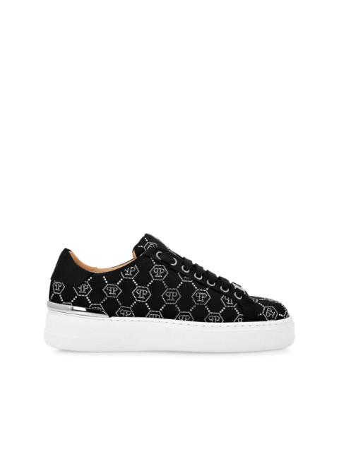 rhinestone-embellished satin sneakers