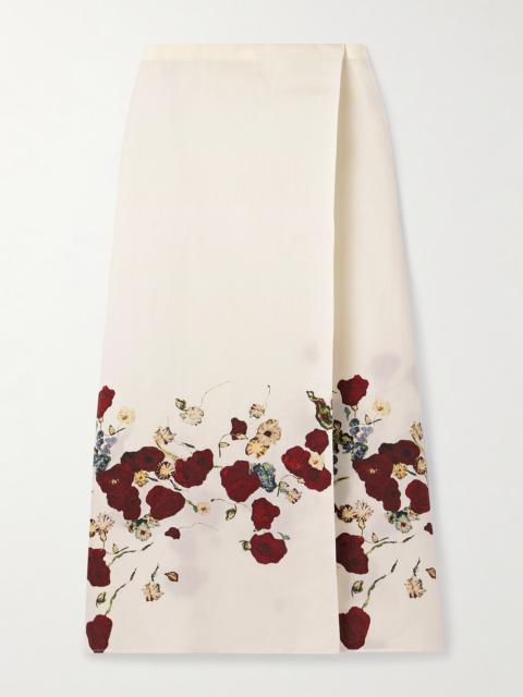 Demi Floral-print Silk And Cotton-blend Organza Midi Skirt