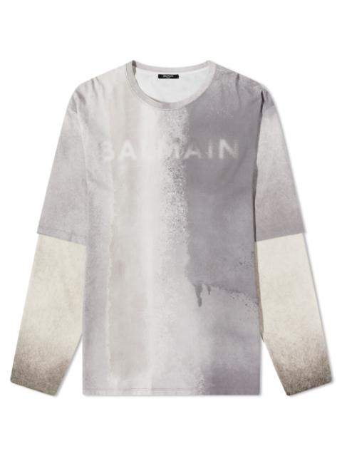 Balmain Long Sleeve Sprayed Double Layer Tee