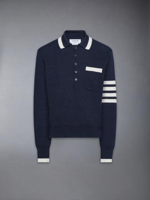 TEXTURED STITCH 4-BAR RELAXED LONG SLEEVE POLO