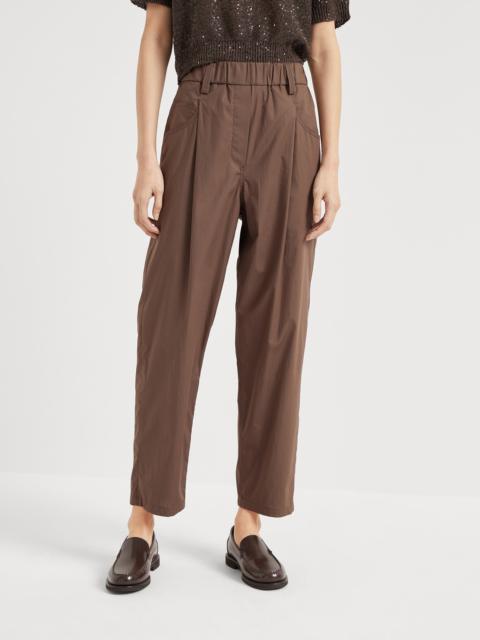 Lightweight poplin five-pocket track trousers with monili