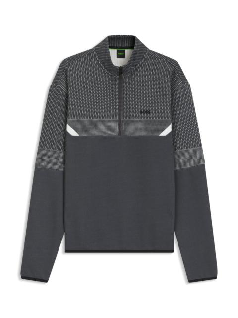 RELAXED-FIT ZIP-NECK SWEATSHIRT WITH QUILTED JACQUARD