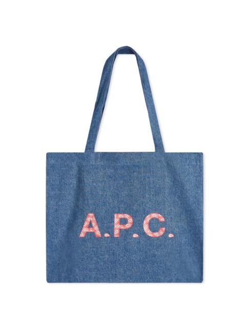 A.P.C. Diane Paisley Logo Denim Shopper