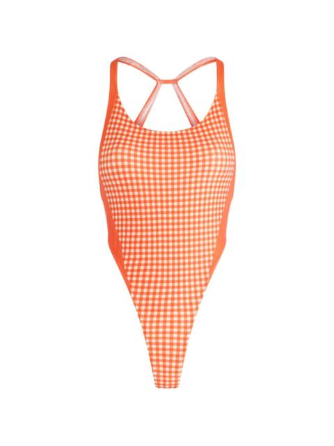 gingham open back swimsuit