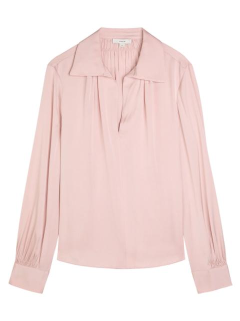 Vince Gathered Silk-blend Blouse